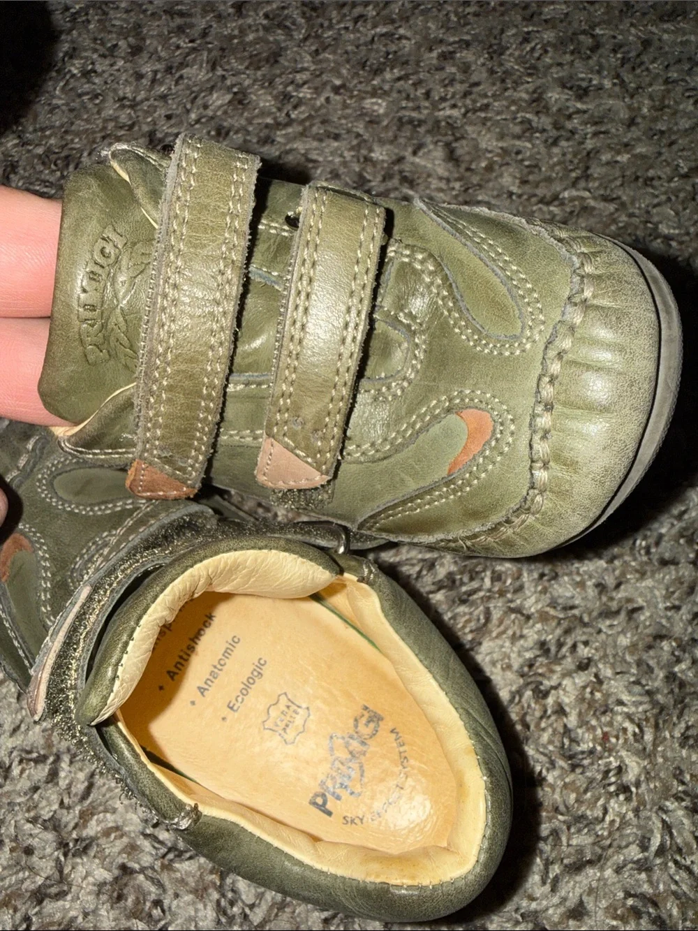 Primigi Olive Green and Brown Leather Baby Walker Shoes